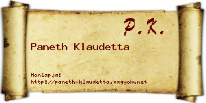 Paneth Klaudetta névjegykártya